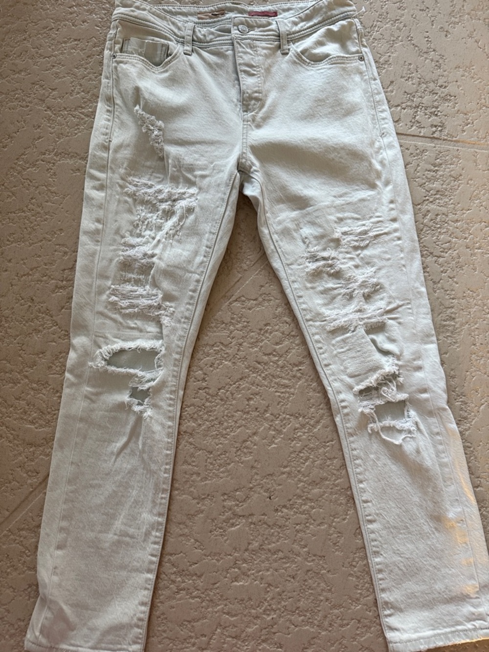 Pilcro Slim Boyfriend White Ripped Skinny Jeans